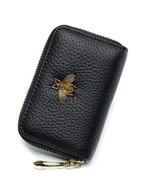 imeetu RFID Leather Card Holder Small Zipper Wallet for Women with Coin Pocket